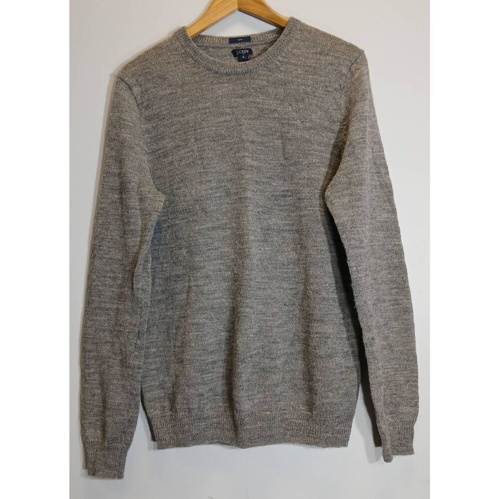 J.crew mens medium suede leather patch sweater wool brown gray classic timeless - Picture 5 of 9